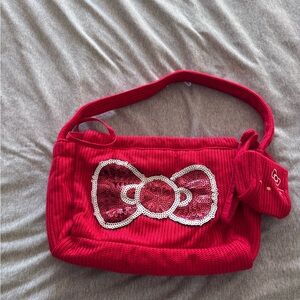 Gentle Woman Hello Kitty Red Bow Accent Women's Dumpling Bag. New